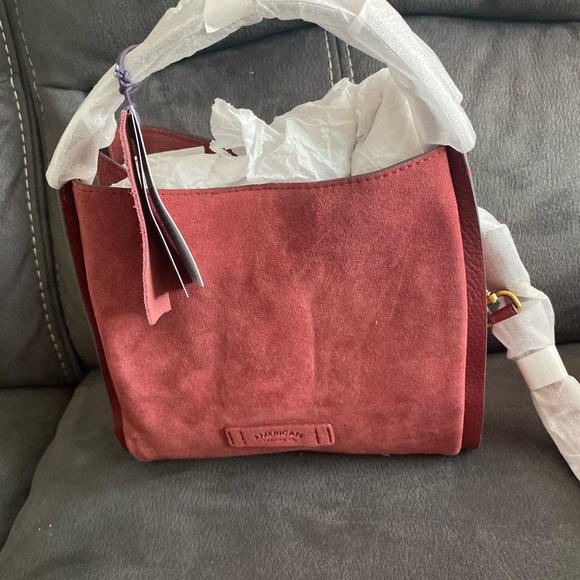 American Leather Co. DARK CHERRY SUEDE AUBURN CROSSBODY
